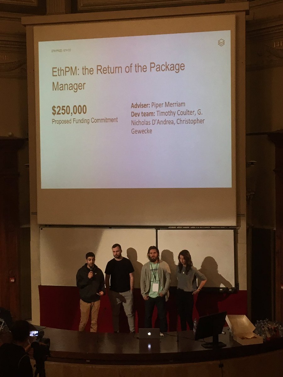 ph_lux's tweet photo. Bounties galore! $250,000 bounties for an open-source block explorer and a smart contract package manager. https://t.co/ReLqJ3zoHM @ethprize #ethcc https://t.co/2WAvkDxYO3