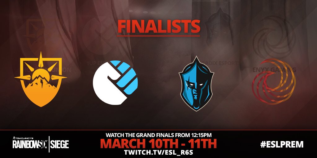 Rainbow Six Esports on Twitter: "The Rainbow Six Siege ESL Premiership semi-finals start today from 12pm. Watch the best in the UK and Ireland compete on https://t.co/eSAiempKRc #ESLPREM #R6S /