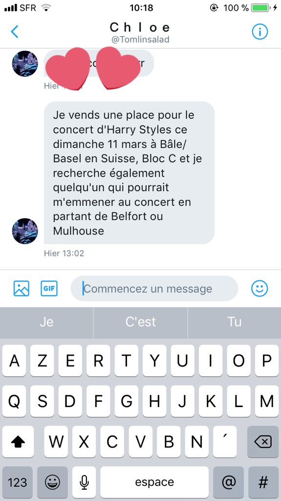 @Tomlinsalad « I sell a ticket for the concert of Harry in Basel (Bloc C) and I’m looking for somebody who can bring me to the concert living from Belfort or Mulhouse » for more informations or if you are interested dm her