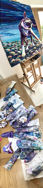 DavidAhernArt's tweet photo. My studio at an odd angle. π€ #art #painting #newforest #artist #love #newforestart #blue #arts #hampshirelife #paint #colorful #davidahern #dog #colour #oilpaints #oilpaint #studio #studiolife https://t.co/u0Ns9kasUL