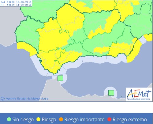 PCMalaga's tweet image. ⚠️Aemet emite aviso amarillo por lluvia para hoy Sábado y amarillo por viento y fenómenos costeros para mañana Domingo en Málaga #BorrascaFélix