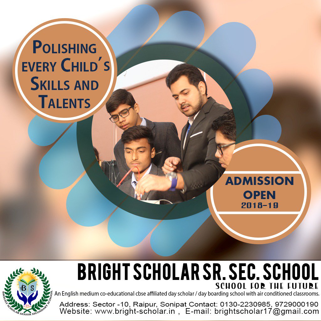 ScholarBright's tweet photo. We #enhance your #child’s inner #strengths and #build a #strong base for #future studies.

Admission Open at #Bright #Scholar Sr. Sec. School.

Call us :- 9729000190, 0130-2230985
Mail us :- brightscholar2006@yahoo.co.in
Sector 10, Raipur ,Sonipat https://t.co/E4bX0HY5Pn