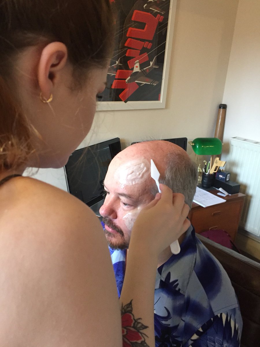 bengrace87's tweet photo. Alec is in makeup! Next stop? ZOMBIES!! #3BOSS #dvmission18 https://t.co/0dYTMe2a8t