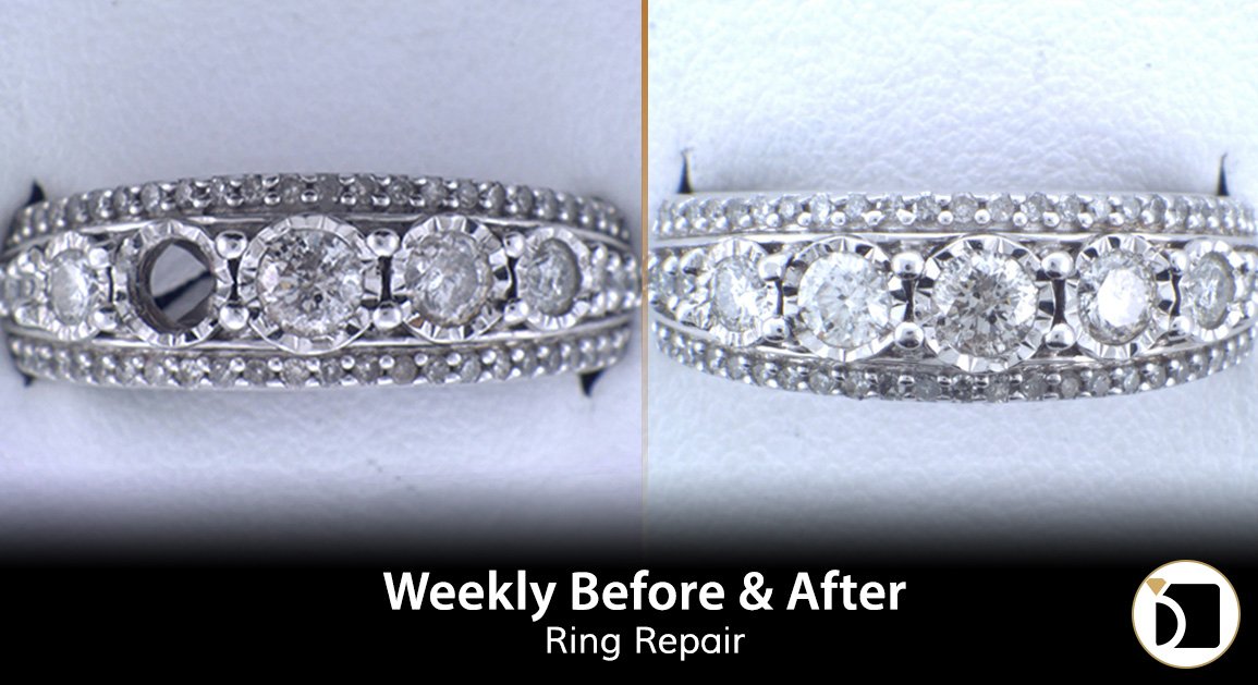 MyJewelryRepair's tweet photo. We have a 10kw #WhiteGold #Ring with a missing #diamond in focus on this edition of the #WeeklyBeforeAfter. π https://t.co/QLvRhAdy2u https://t.co/x6GvMveG5g