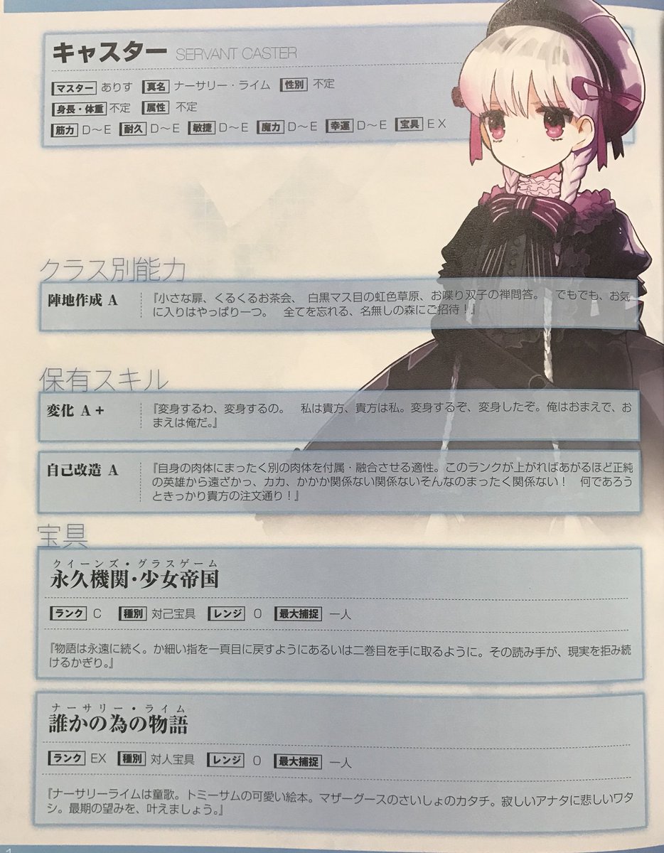Sou Z サーヴァント 解説 キャスター アリス 又の名は ナーサリー ライム 例によってゲーム版extraの解説ですが Fateex Le Sou Z サーヴァント 解説 キャスター アリス 又の名は ナーサリー ライム 例によってゲーム版extraの解説ですが Fateex Le