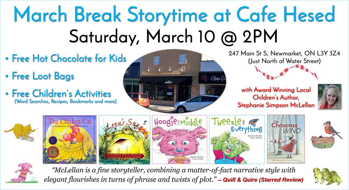 Drop in today  @ 2PM for some #Cocoa and #storytime with an award winning author! #Newmarket #children #MarchBreak