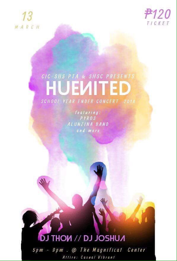 immaculata_shsc's tweet photo. SENIOR HIGH!!! 
Get ready for the most awaited party of the year as SHSSC &amp; PTA Officers present #HUENITED2018 
HAIL IMMACULATA!! https://t.co/nBdmkpKHVu