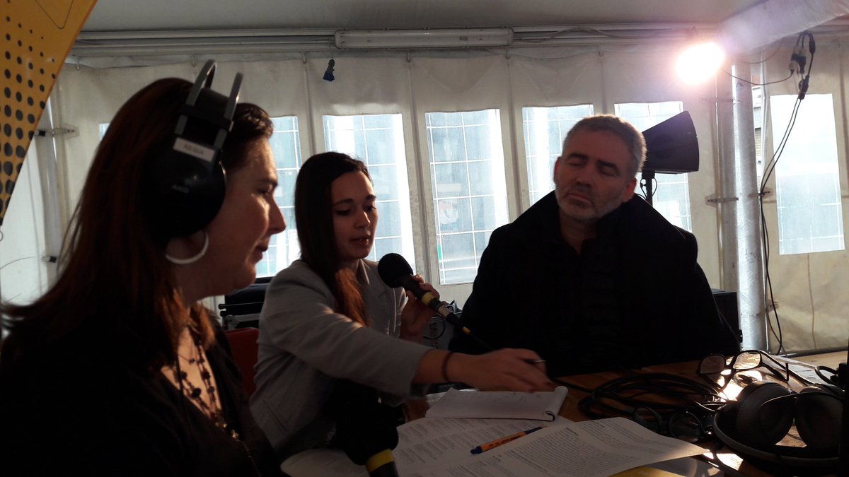 Stephane brizè alla postazione di radio popolare al Bergamo film meeting intervistato da <a href="/ChassisRadioPop/">Barbara Sorrentini</a> Barbara Sorrentini