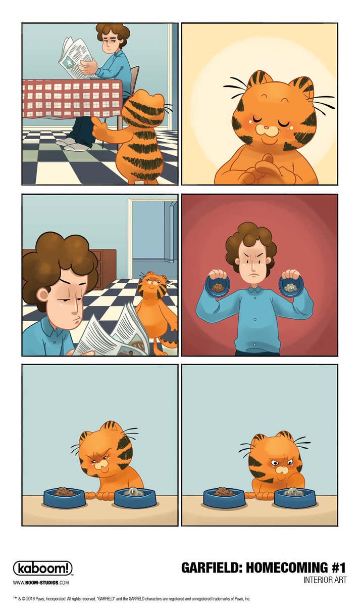PREVIEWSworld's tweet photo. Okay, but isn't this the cutest thing ever omg β€οΈ. @boomstudios and #PAWSInc are proud to announce #GARFIELD: HOMECOMING #1, a new four-issue limited series debuting in June 2018. Check out more! :D https://t.co/riwMjgjxe0 #stopatthecomicshop https://t.co/141806gEcF