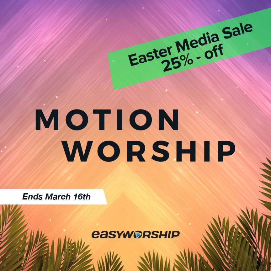 EasyWorshipHelp's tweet photo. Media Sales for the rest of March! @MotionWorship has some media on sale this week with more coming soon! So check out our site frequently as you never know if the media piece you've been wanting will be on sale soon! https://t.co/DlEWBYQvO8 https://t.co/CF4H0aN0VV