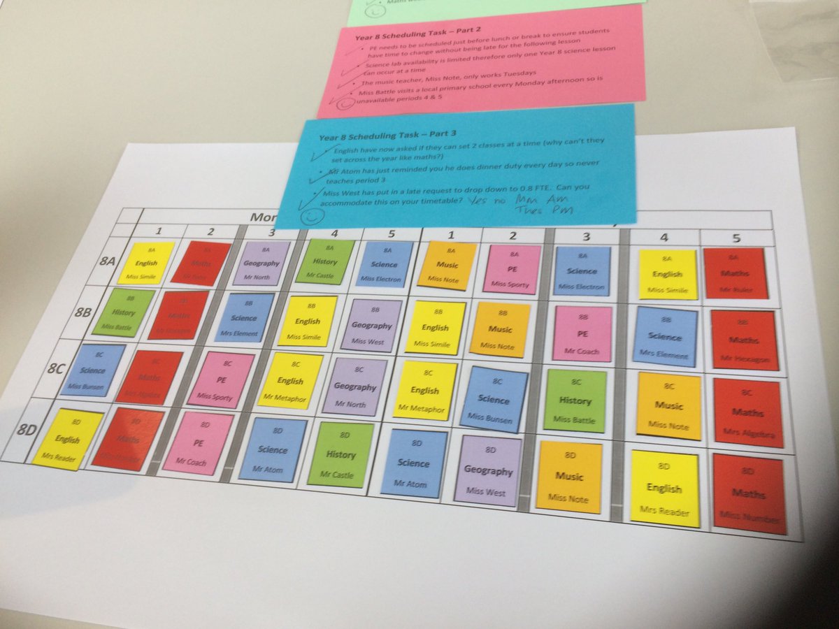 sturner1970's tweet photo. Scheduling task for timetabling version 3! #Edval #WomenEd https://t.co/g4HkYB6Mfh