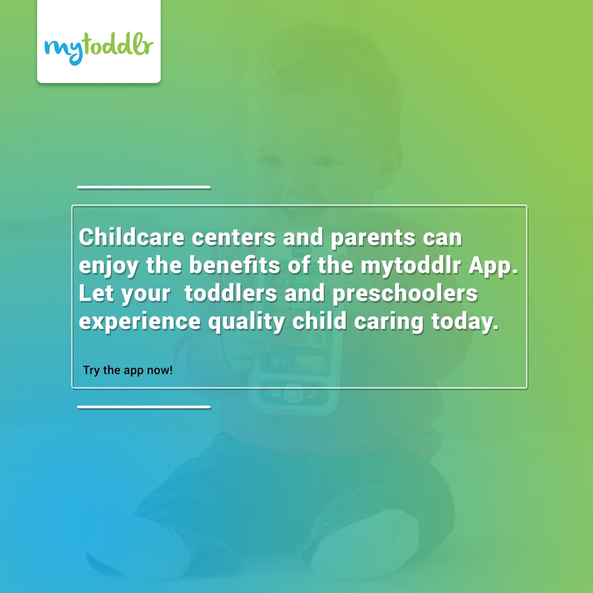 mytoddlr's tweet photo. Childcare centers and parents can enjoy the benefits of the mytoddlr App. Let your toddlers and preschoolers experience quality child caring today. #mytoddlr #childcare #childapp #caregiver #childcarecenter #childcarecenters #childcaregiver #childcareprovider #parenting https://t.co/pN3e5jvHSJ