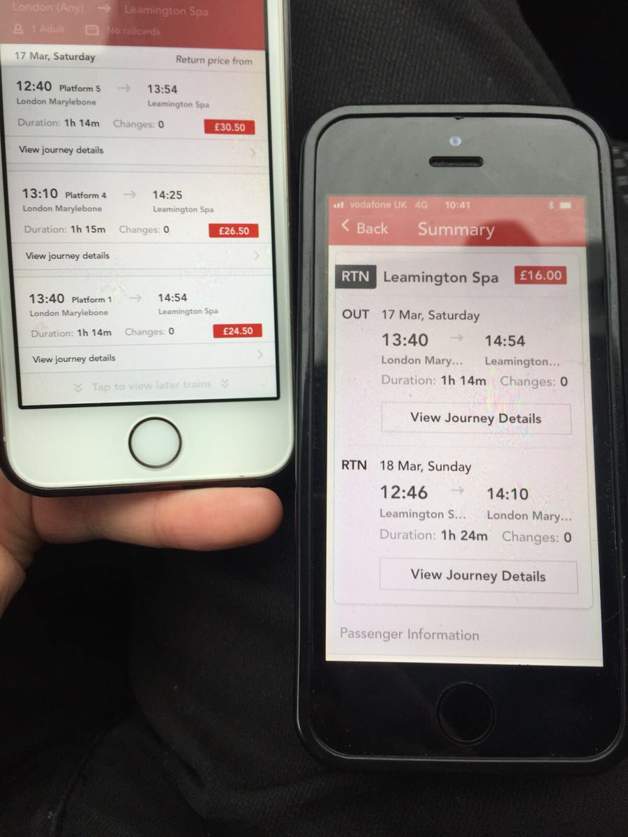 SamRooney3's tweet photo. @Virgin_TrainsEC @VirginTrains What’s this about? Same times and no discounts applied but very different prices!!...😥 https://t.co/8nlzMzznkk