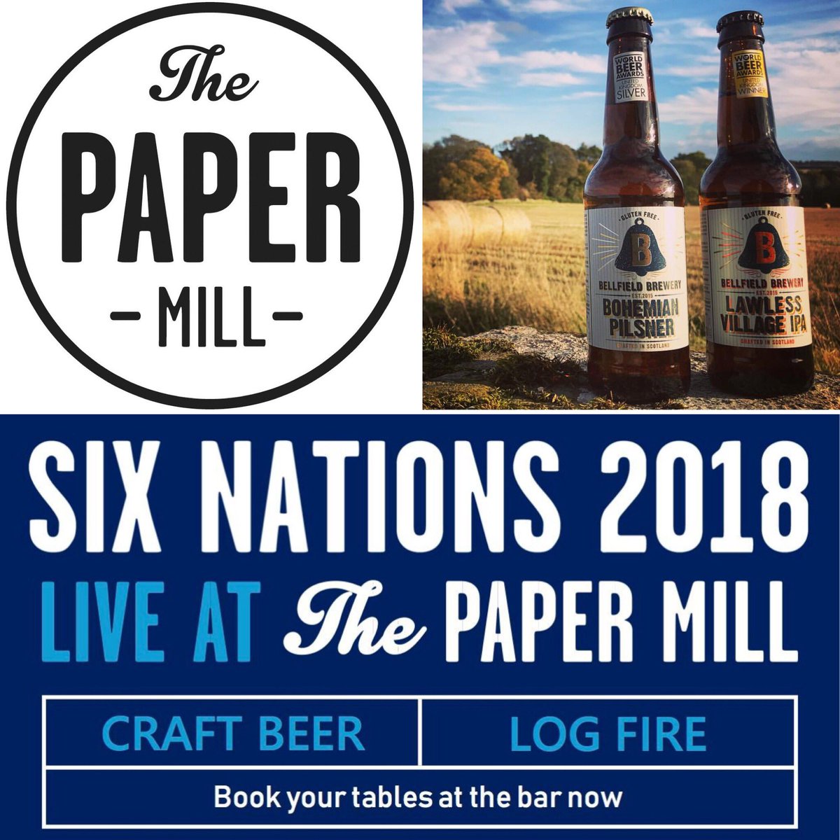TheBellfield's tweet photo. The perfect place to watch today’s rugby! The Paper Mill in Lasswade has great beers, food, views and of course screens to watch the game. 🤞🍺🏉
#Lasswade #ThePaperMill #AsOne https://t.co/cG7gLApaNf