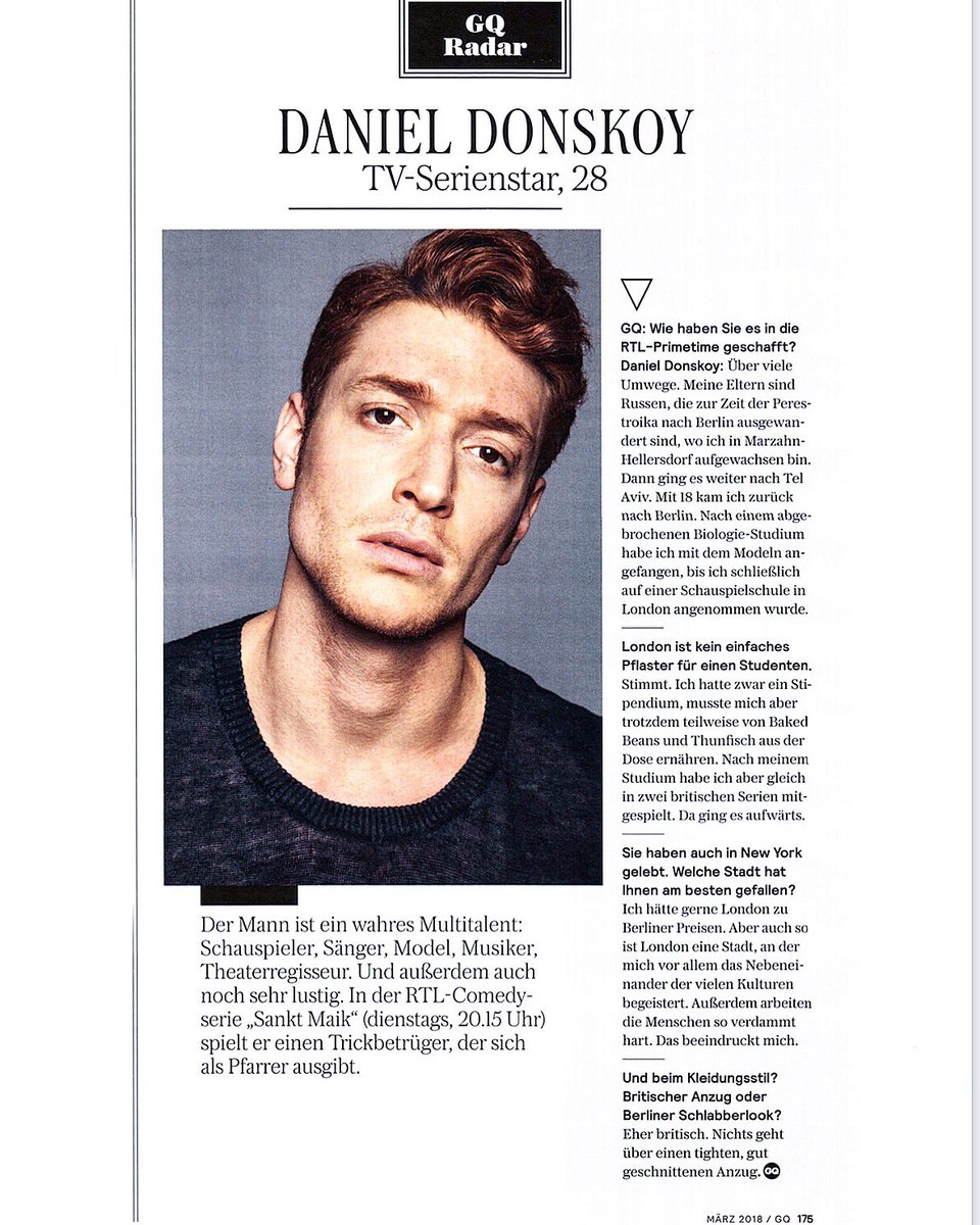 DanielDonskoy's tweet image. It’s not often that you find yourself in a magazine hat you’ve been reading for over 10 years. Thank you @GQ_Germany @tomjunkersdorf &amp;amp; @UlfPape 😎✌️💪 #GQRadar #HappyActor #AmenAlter 
Image by Jakub Koziel