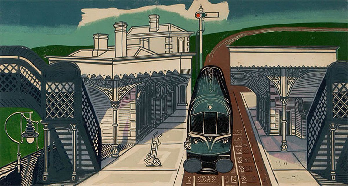 JaneHoodless's tweet photo. Edward Bawden–born OTD 1903–effortlessly pushed the boundaries between fine and commercial art. His linocuts depicting everyday England incorporate recurring motifs such as leisure, nature and architecture. #MasterPrintmaker https://t.co/nj1Hzdxu5J