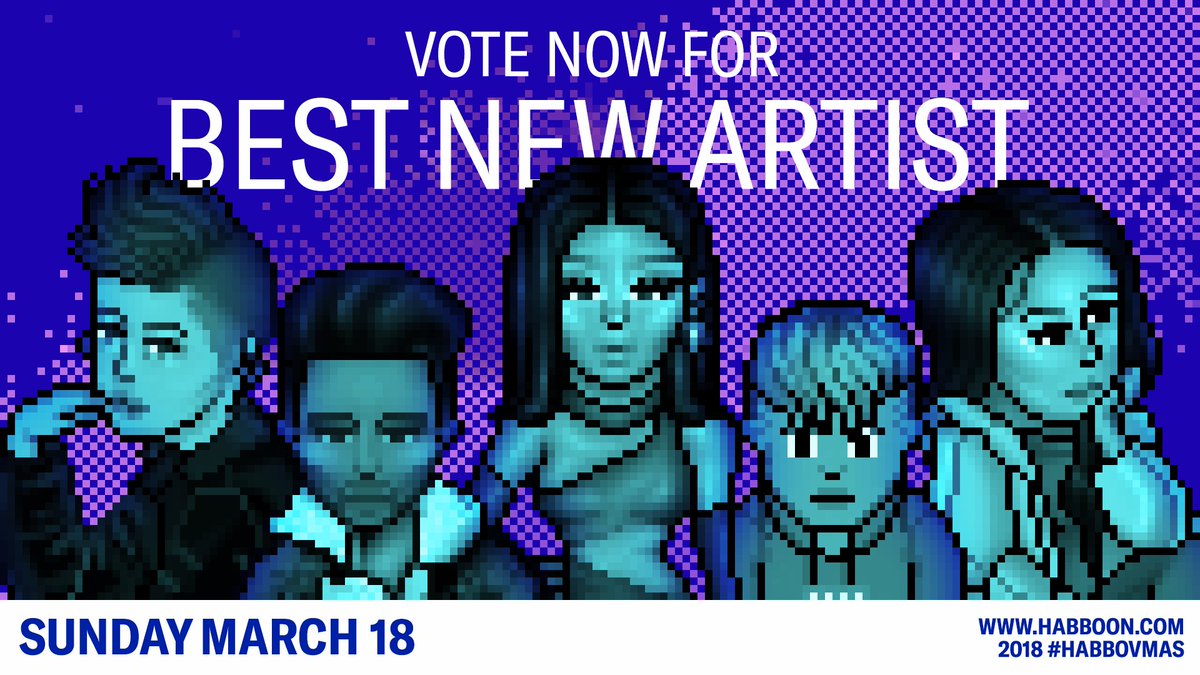habborepublic's tweet photo. Your nominees for 'Best New Artist' at the 2018 #HabboVMAs are @HabDelume, @JayCMilan, @HabCara, @HabTyler, &amp; @HabRaven! 💥

Vote for your winner now at: https://t.co/GLpTixyuaz and find out who wins SUNDAY MARCH 18 on https://t.co/ZDUMDG1nGX. https://t.co/qTfvIzSyU5