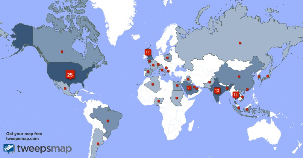 ThePolarization's tweet photo. My followers live in 34 countries: USA(25%), Thailand(13%)... https://t.co/O7keJznA0p Get your free map! https://t.co/XXurgcBaqw