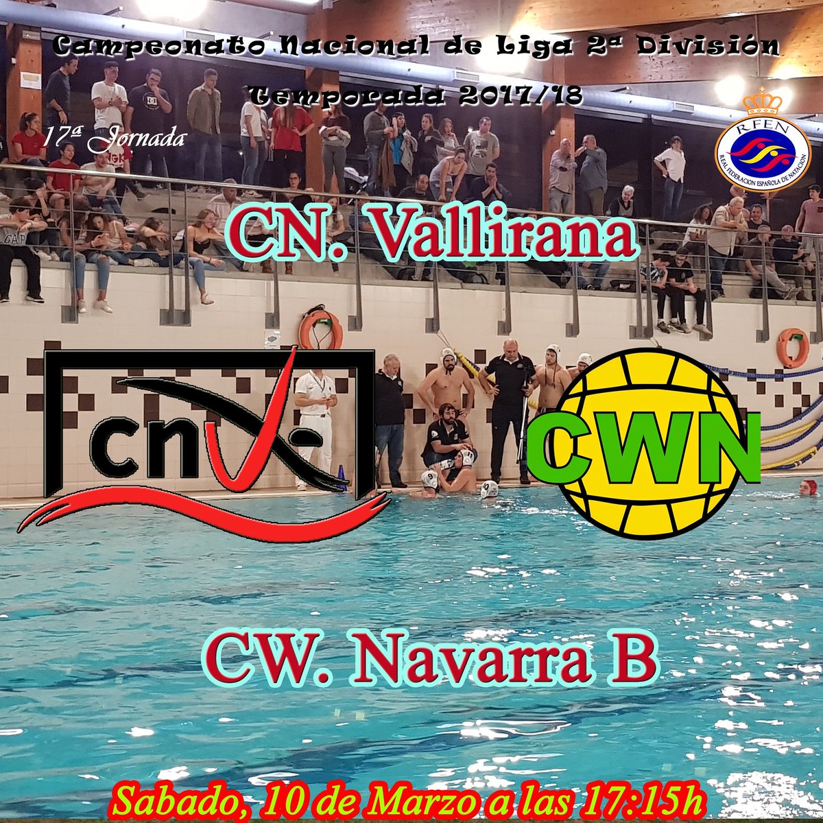 CNVallirana's tweet photo. 🔥 MATCHDAY!!!
🏆 Segunda División Nacional
🤽‍♂️ C.N. Vallirana vs @CWNavarra
🕙 17:15
📍 Piscina municipal, Vallirana 
🔴⚫ #SDM #juntospodemos #finaltrasfinal https://t.co/181dj4TPzX