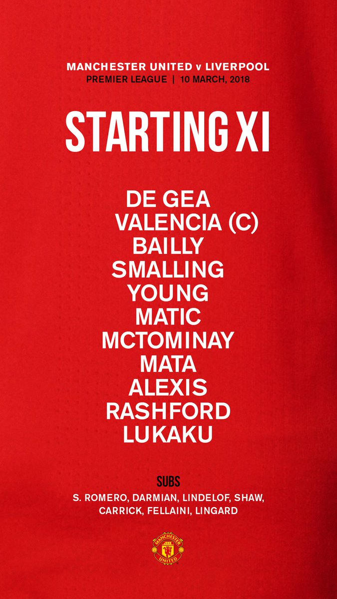 Starting line up united vs liverpool