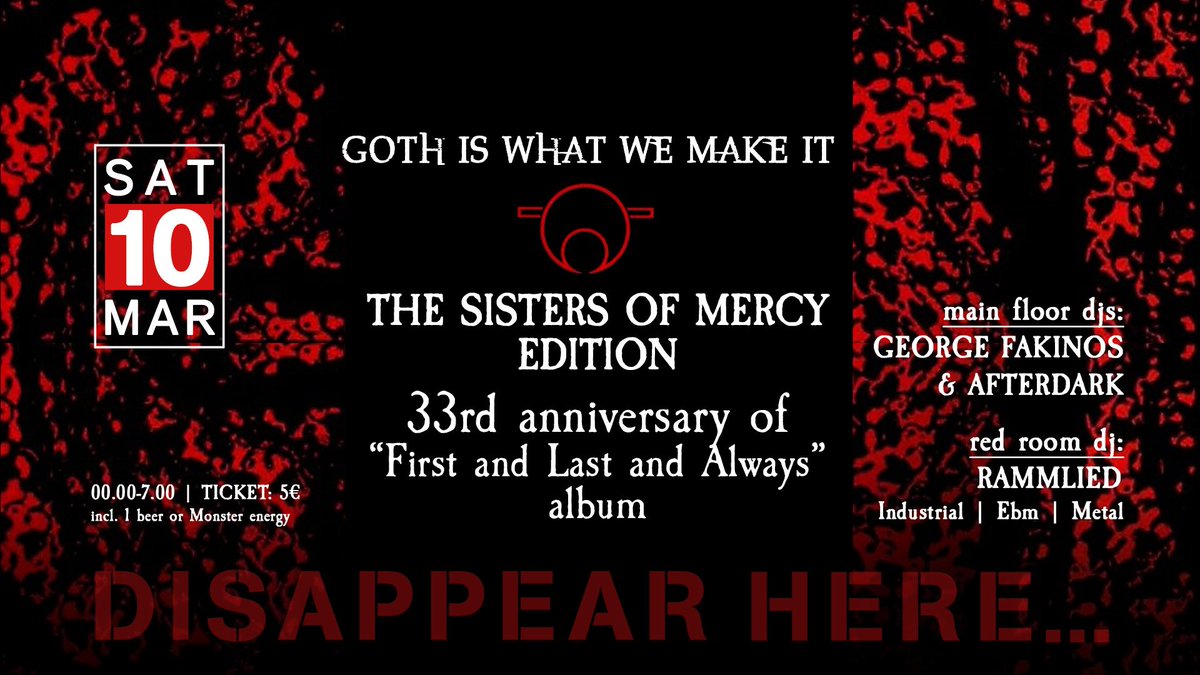 Tonight <a href="/secondskinclub/">Second Skin Club</a> we celebrate the 33rd anniversary of  First And Last And Always by The Sisters Of Mercy <3