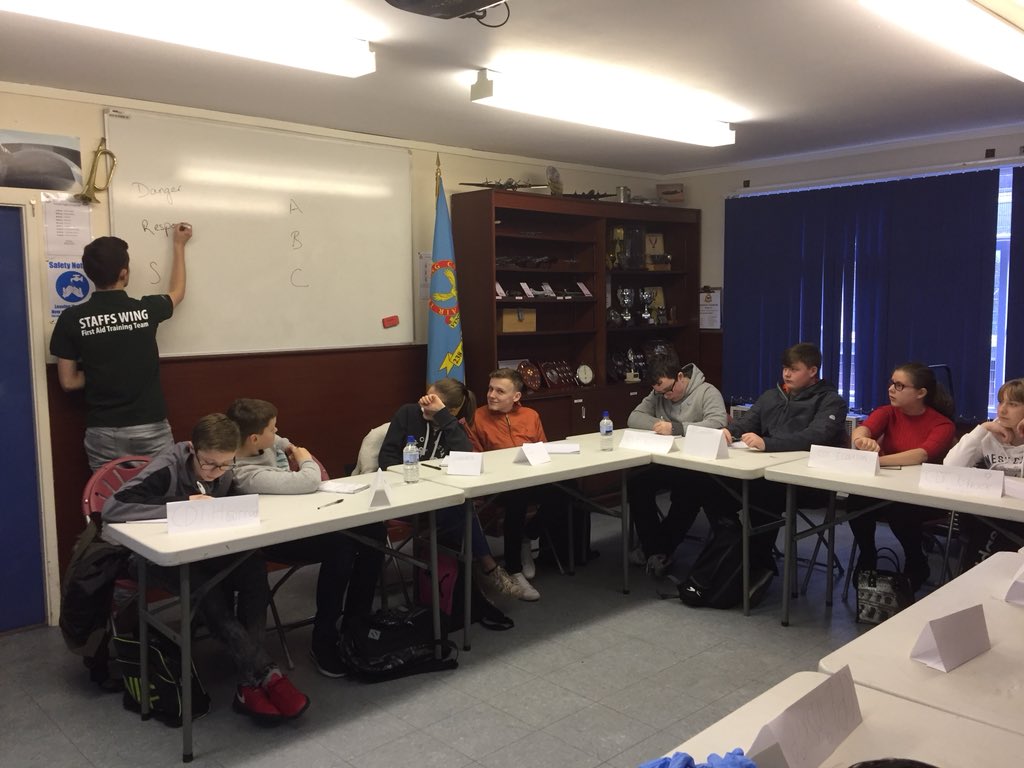 FgOffHowitt's tweet photo. @stjohnambulance YFA Course is in full swing, lots of interesting questions asked by the 13 cadets from @239atc &amp; @238HartshillATC ! @staffswing @OCStaffsWing #YFA #whatwedo #lifeskills https://t.co/uyGHYmthhQ