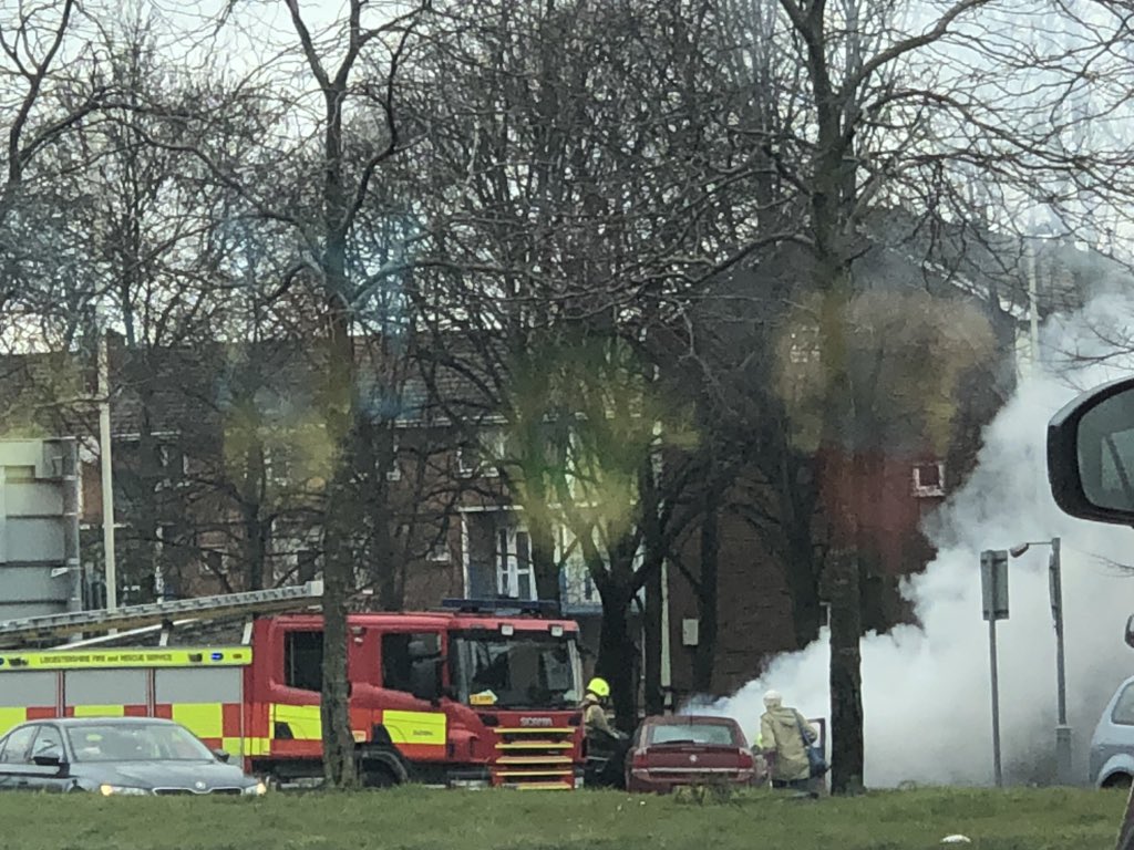 iCoops93's tweet photo. @Leicester_Merc car fire on saint Mathews way as we speak... https://t.co/BgAT05rwcY