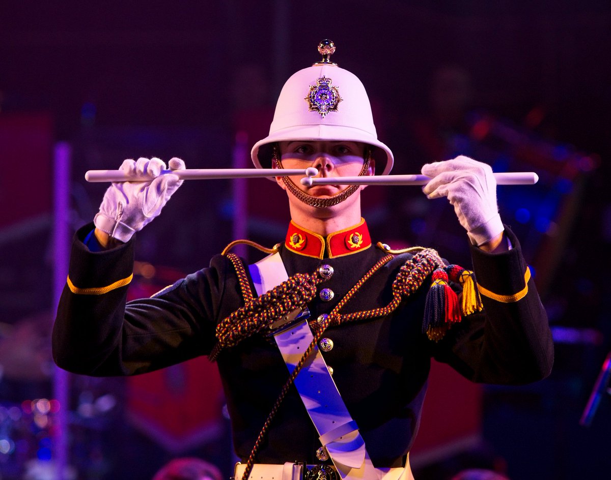 RMBandService's tweet photo. The RM Corps of Drums from the opening night of the Mountbatten Festival of Music 2018. You can watch the entire concert live tonight on the Royal Marines YouTube channel! https://t.co/G70S4cQxDc https://t.co/GGoGrziUsI