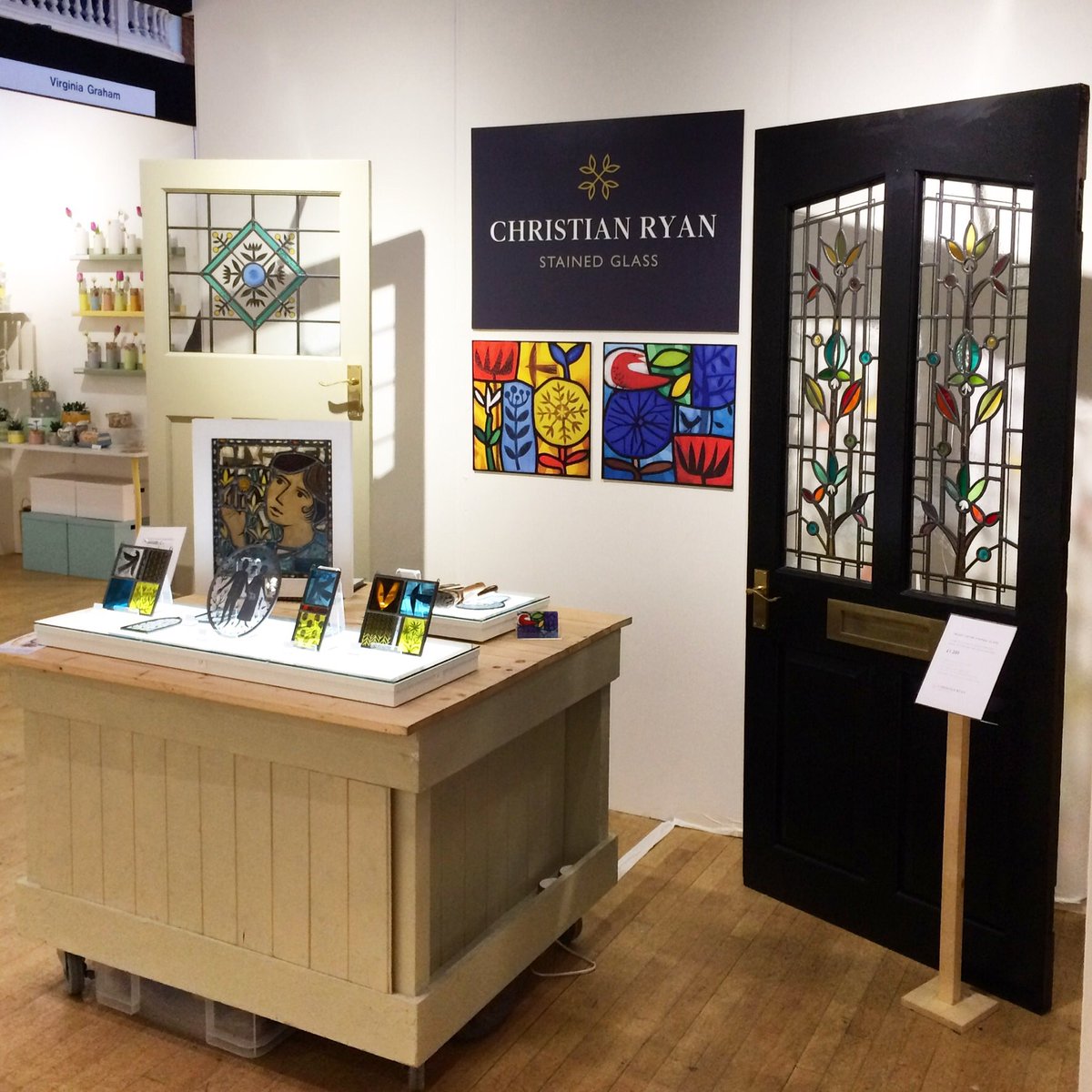 All set up and ready for the first Made By Hand Cheltenham!@MadebyHandEng #MBHCheltenham #stainedglass