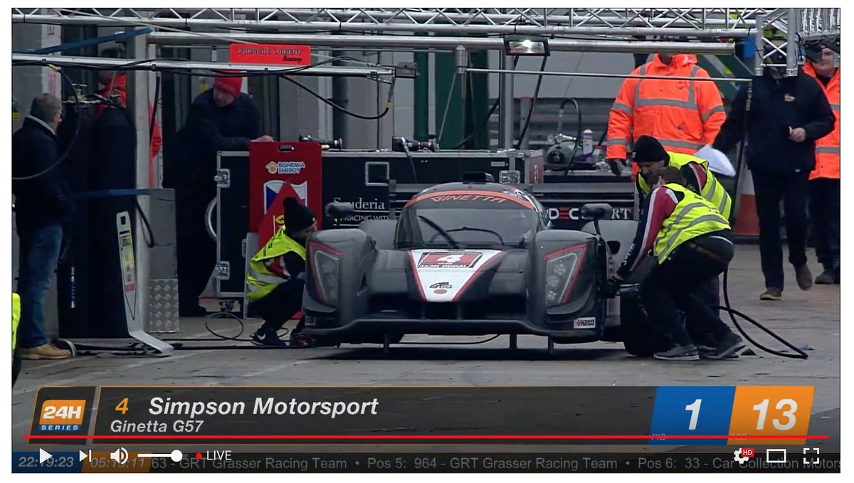 24HSERIES's tweet photo. #24HSERIES | @SimpsonMotor (4) back in the pits. Superb effort by @MikeSimpsonP1 in the tricky conditions #ThisIsEndurance https://t.co/I520cQ5MEC