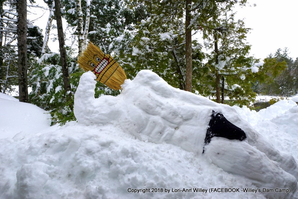 WilleysDamCamp's tweet photo. #Maine #Fun #SnowStorm #SnowSculpting #Art #LifeOffGrid #Speedo #SixPack #Broom #Straw #Humor #Sexy #Snowman #Winter #Snow #WilleysDamCamp #LoriAnnWilley #NorthMaineWoods https://t.co/VgqqHfP1BC