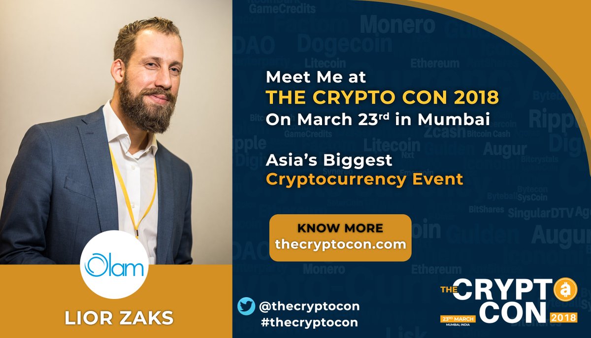InfinitVerse's tweet photo. VP of @Olam #Lior Zaks will hold a session at Asia's Biggest Crypto Currency Event 'The Crypto Con' on 23rd March in Mumbai.
Tickets available now! Register at https://t.co/IdmTlDgwEh before it is
too late. #thecryptocon #Blockchain #Conference #Cryptocurrency https://t.co/1SBjAhOTTr