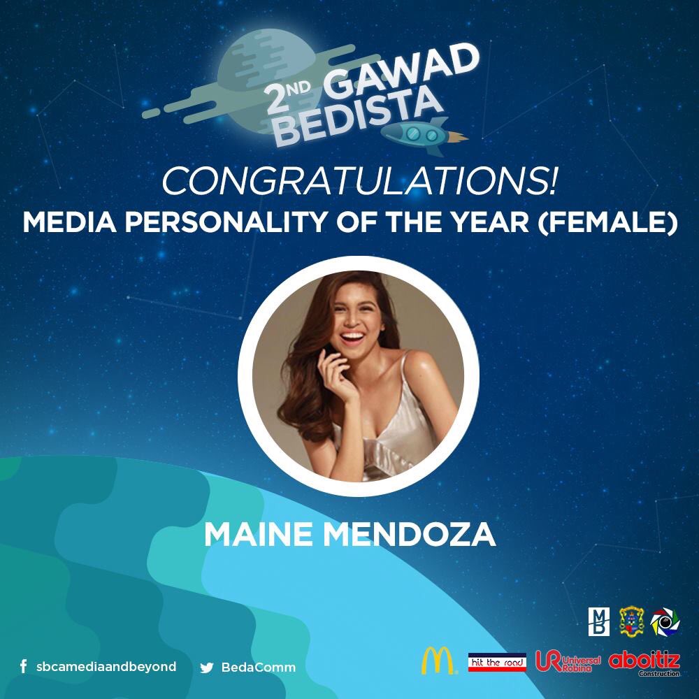 TegrityOfficial's tweet photo. Congratulations, @mainedcm 💛
#ALDUBPerfectDuo 

Media Personalilty Of The Year!! https://t.co/aOpfdyL48i