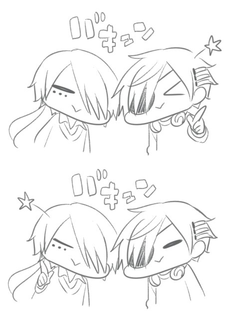 片目隠れたキャラはウインクの表現ができないって、ぼくはか描いてて気づいた気がします
なのでデッドブルは二人でひとつ… 