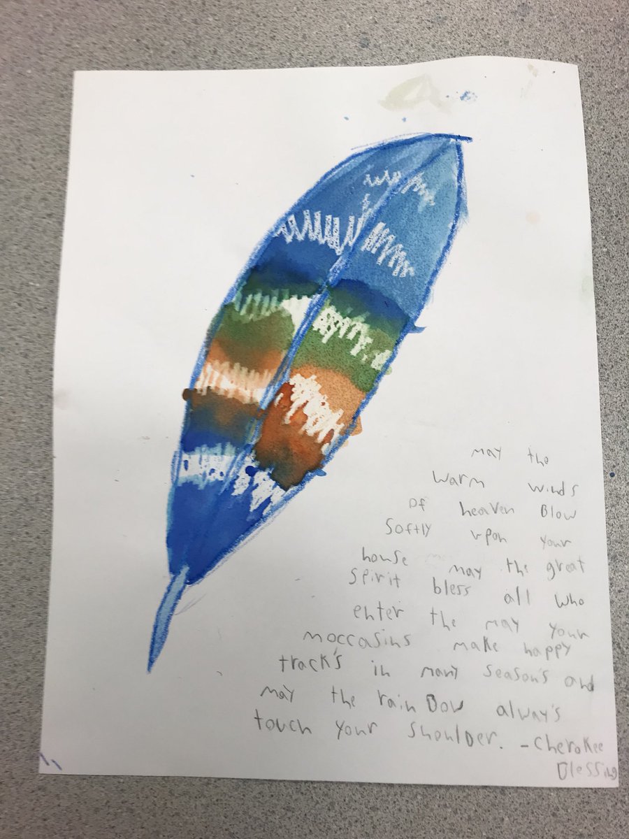 BloomMsDavis's tweet photo. Studying the Eastern Woodland Native Americans and the Cherokee tribe. Cherokee blessing inspired art. βMay the rainbow always touch your shoulder.β π @BloomBulldogs @artESBloom @AssistSupArea4 #DLBloom https://t.co/O2ooBAGcNI
