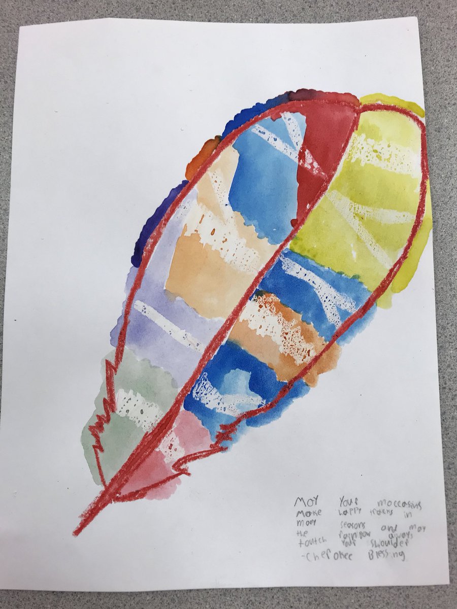 BloomMsDavis's tweet photo. Studying the Eastern Woodland Native Americans and the Cherokee tribe. Cherokee blessing inspired art. βMay the rainbow always touch your shoulder.β π @BloomBulldogs @artESBloom @AssistSupArea4 #DLBloom https://t.co/O2ooBAGcNI