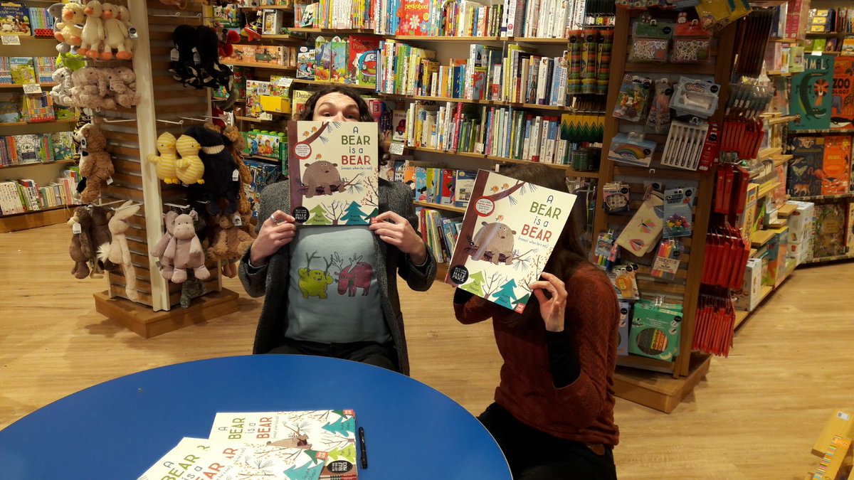 Signed copies of A Bear is a Bear (except when he's not) can be found in Waterstones, Cambridge! We had a lovely stop off there yesterday - thanks to the booksellers for taking our pics! #anuskaallepuz #abearisabear 🐻😊