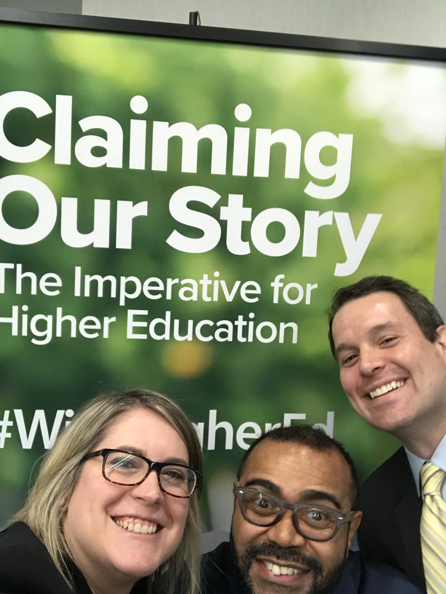 RRockit's tweet photo. Our smiles say it all - we love higher ed and we are claiming that story. @FlahavenCASE @robmmoore CASEAdvance #WithHigherEd https://t.co/8txkzCvyX1