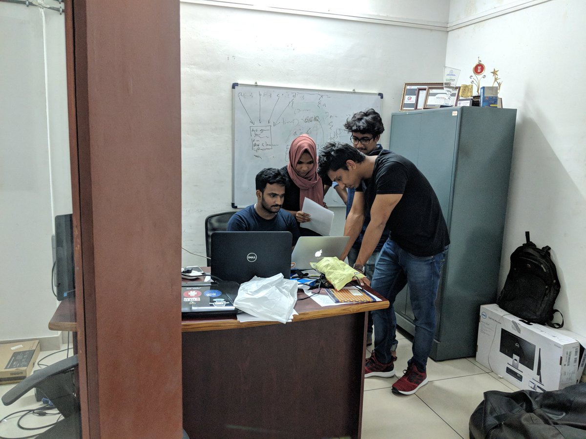 railsgirlskochi's tweet photo. How many engineers does it take to print name slips for an event? #railsgirls #rgk18 https://t.co/lAhqHerXoF