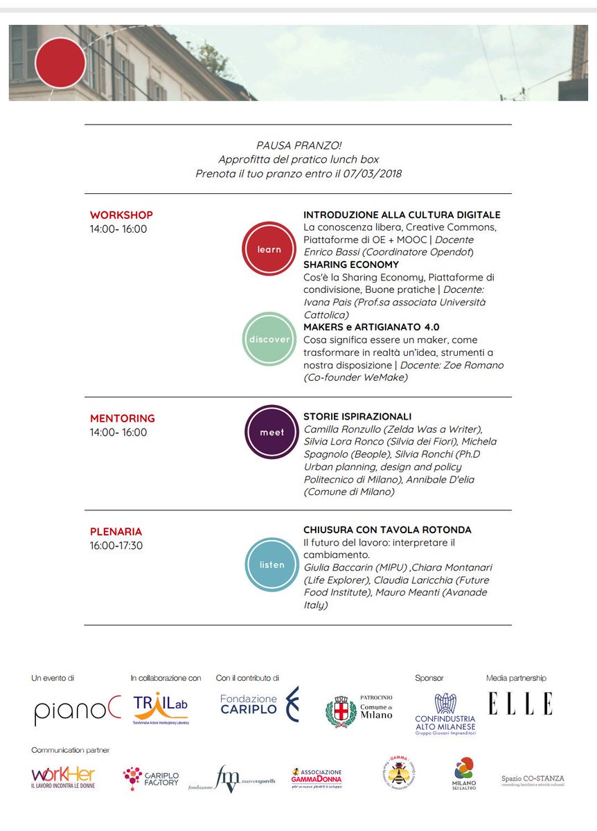 ClaudiaLarix's tweet photo. Felice di incontrare le #Donne dell'#innovazione oggi a #WOMI.
Ecco il programma del pomeriggio!
Vi aspettiamo all'Università @Unicatt a #Milano, con @PianoC_Mi @Ffoodinstitute @ComuneMI @FondCariplo @CariploFactory @ELLEmagazine @GammaDonna_ @ConfindustriaL https://t.co/MZBfz5GuGN