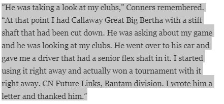 BobWeeksTSN's tweet photo. Here's a great part from a profile I wrote on @coreconn a few years back. As a 12-year-old, he met the great Moe Norman who did something special for him. https://t.co/vmgBll9lFC