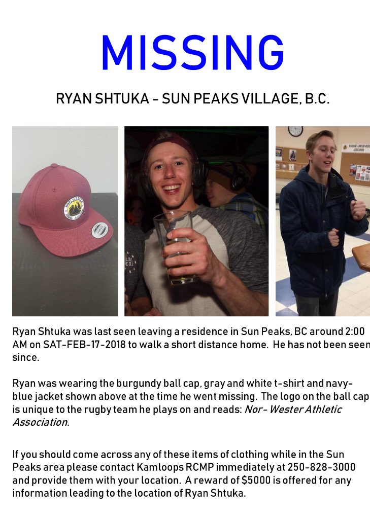 TrishHrytsak's tweet photo. MARCH 10 - the dogs are gone and people are needed at Sun Peaks again folks!  Two hours or two days - it doesn’t matter. They appreciate all the help they can get. Please keep retweeting #findryanshtuka #sunpeaks #kamloops #BritishColumbia #missing #MissingPerson @findryanshtuka https://t.co/5jVJIghCx1