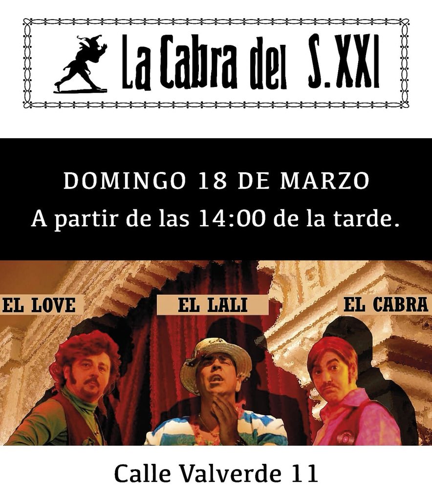 cabradel21's tweet photo. El domingo 18 no te pierdas al lobe , cabra y al lali en la cabra del s.XXI  en la calle valverde. Tómate tu tapita de garbanzos con espinacas con tu consumición.

No te lo vayas a perder #lacabracongarbanzos https://t.co/1oNxW8IZEY