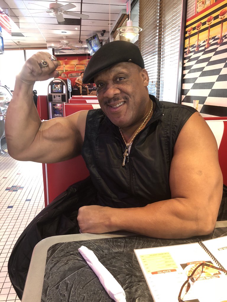 TheMisterGator's tweet photo. It’s @VAWrestling day and it’s breakfast with Tony Atlas and @IslaDawn! #SinkOrSwim #RipHerToShreds https://t.co/AOobFhxfxz