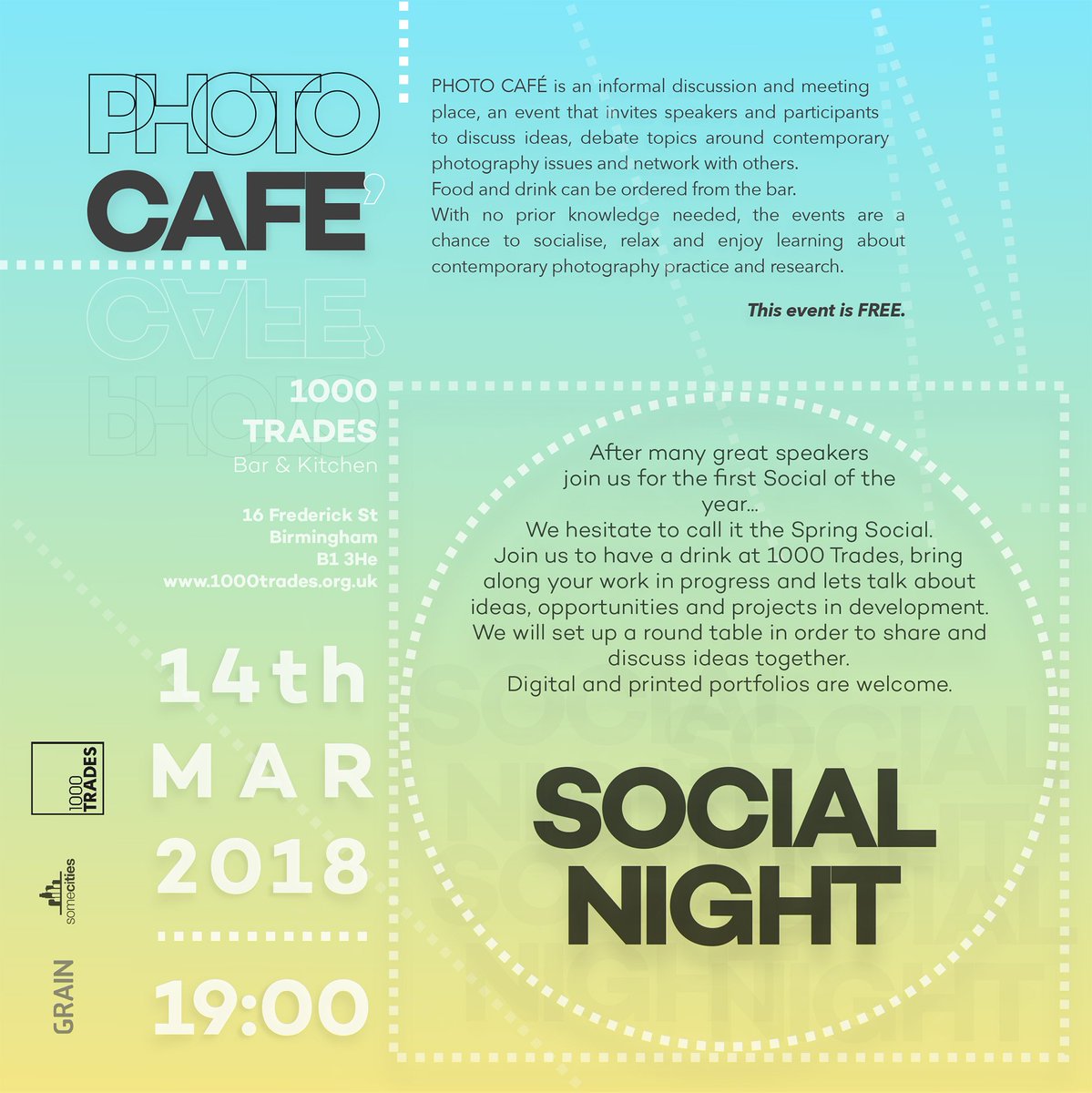 grainphotohub's tweet photo. Next week on 14 March @PHOTOCAFEbham it's time to have a drink, a chat &amp; to share ideas &amp; projects. All welcome! #photocafebirmingham @1000TradesJQ https://t.co/FXjI9TWy1X