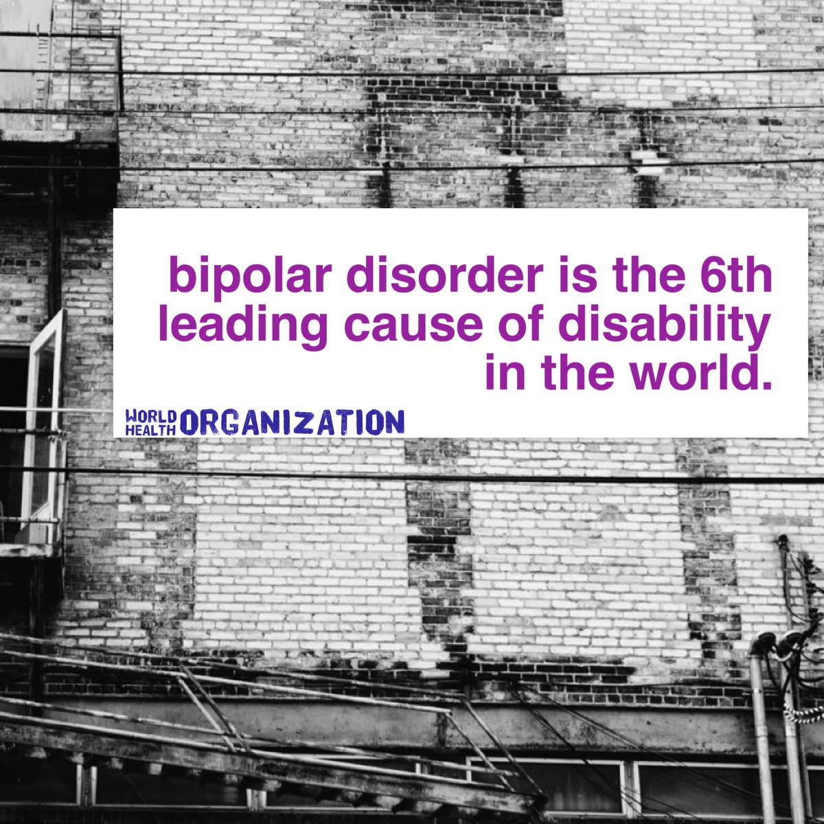 BipolarHotMess's tweet photo. #bipolar disorder is the 6th leading cause of #disability in the WORLD! -World Health Organization #WHO #bipolarhotmess #disabilitycauses https://t.co/3pZLCegGjV