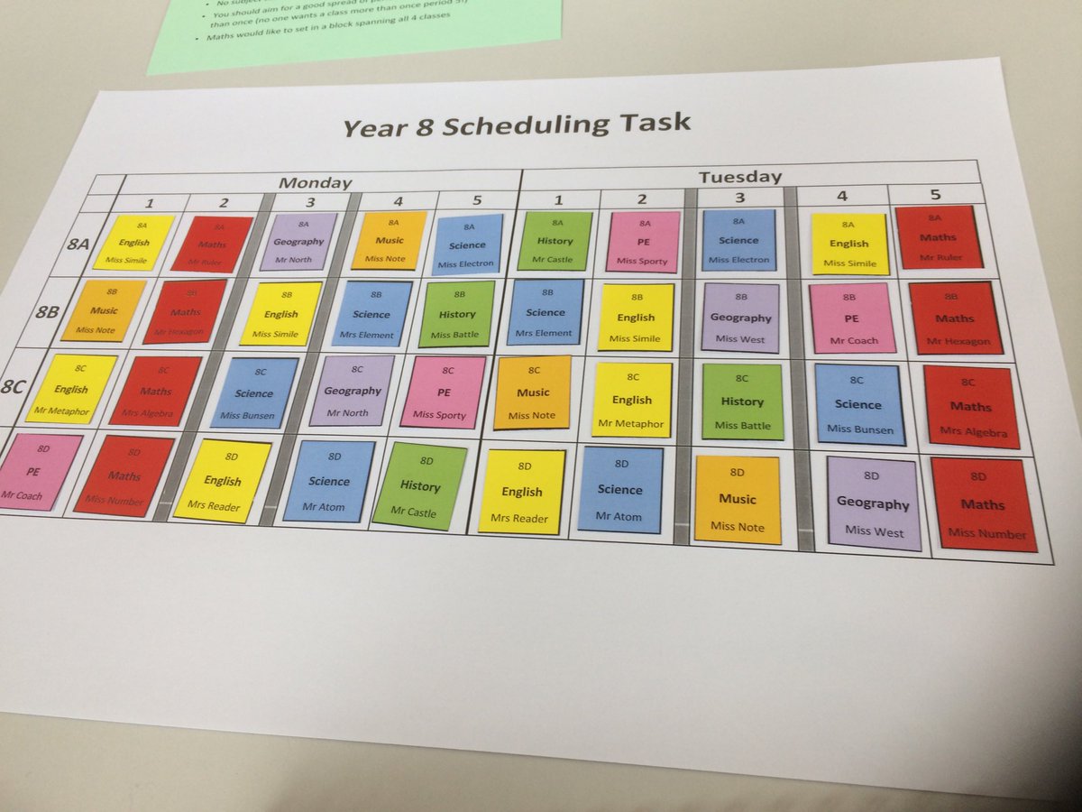 sturner1970's tweet photo. Practical task at timetabling workshop #edval, #WomenEd https://t.co/Gem7VMtZ9A
