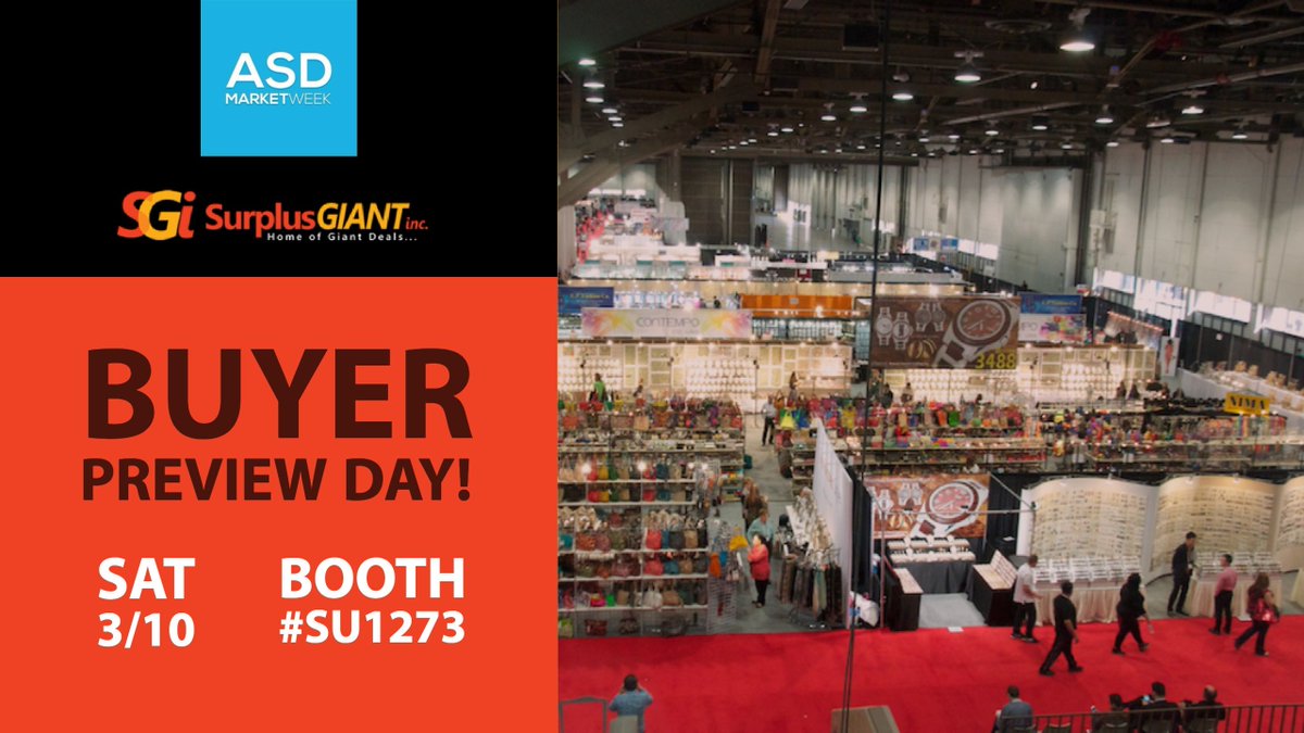 SurplusGiant's tweet photo. Join us today for @ASDShow Buyer Preview Day! It's the best day for #deals | #retail #wholesale #electronics #surplus #retailtech #ASDShow #ASDMarketWeek #ASD https://t.co/DaxhxyEpX6