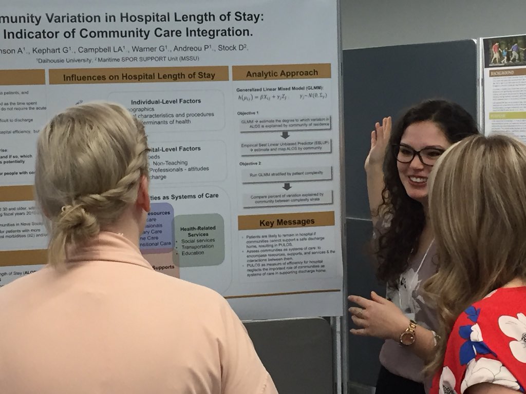 MSc Student Alysia Robinson is presenting her thesis on #variation in #lengthofstay in #hospital in #NovaScotia @DalCrossroads @DalHealth @DalHPI #WelcometoCrossroads #DalCrossroads Drop by to hear about it!