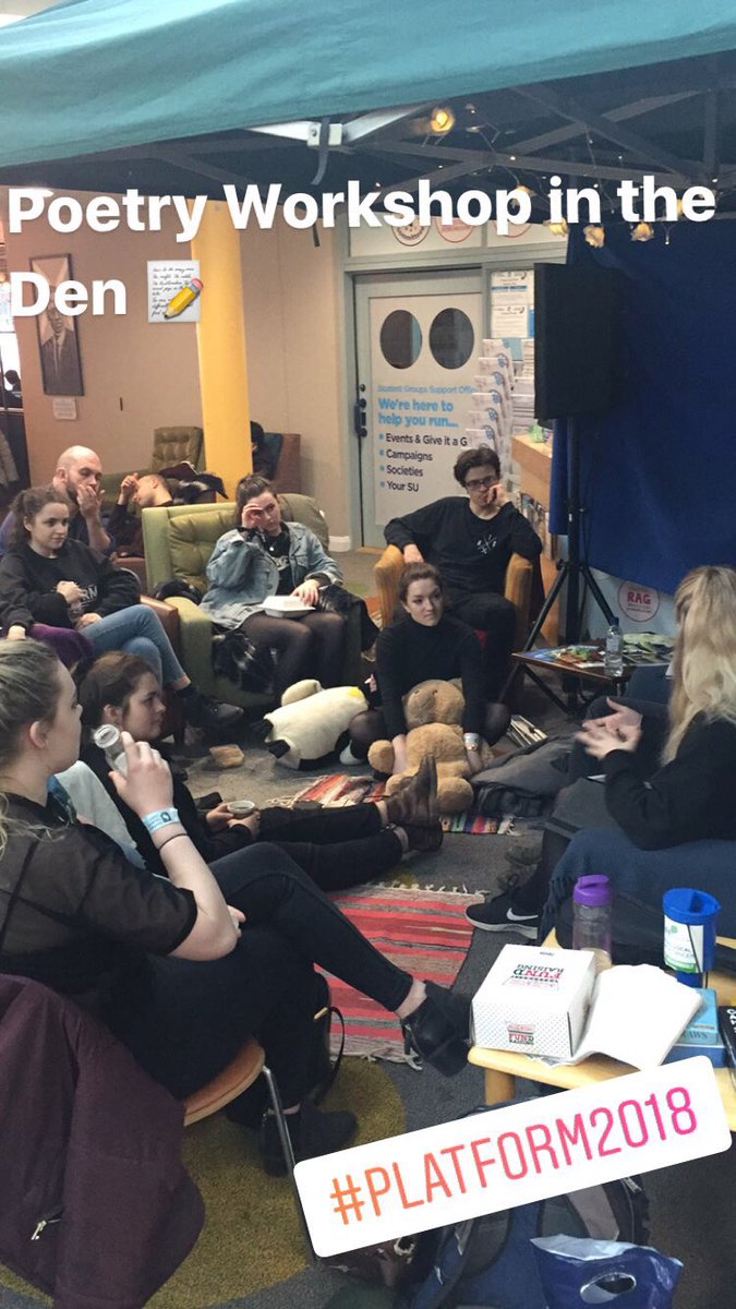 PlatformSheff's tweet photo. Consider yourself a budding bard? Come along and settle down in the Den for a Poetry workshop from @ShefPoetrySoc 📝 https://t.co/DxcjnMVDWw